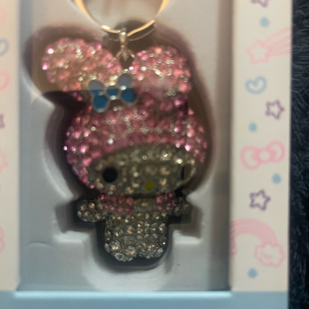 Pink and Black Rhinestone Keychain - Picture 2 of 2